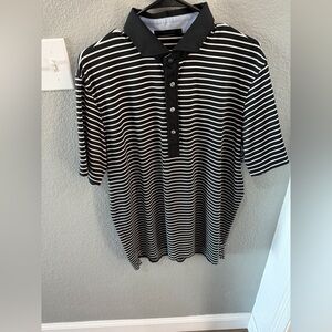 Greyson Black and White Striped Polo Shirt